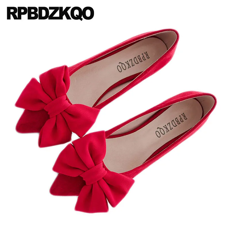 Балетки женские с бантом дизайнерские красные туфли на плоской подошве