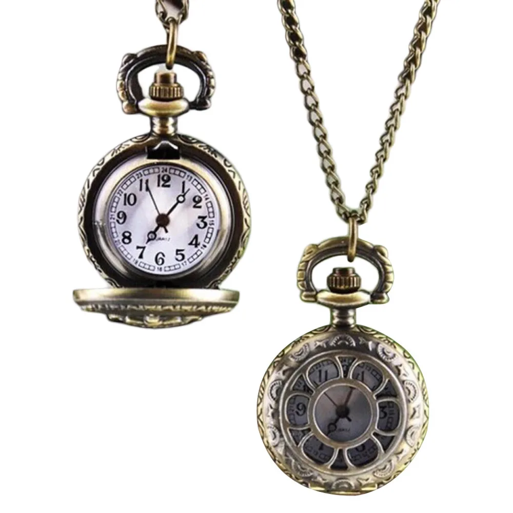 

Necklace Pocket Watch Men Women Steampunk Chain Butterfly and Flower Retro Style Roman Numerals Quartz Fob Watch Clock Gift Fi