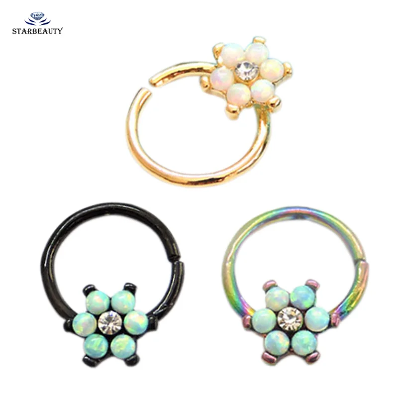 1 шт. Роскошные опаловые кольца для носа перегородки 16 г пирсинг Спираль Для
