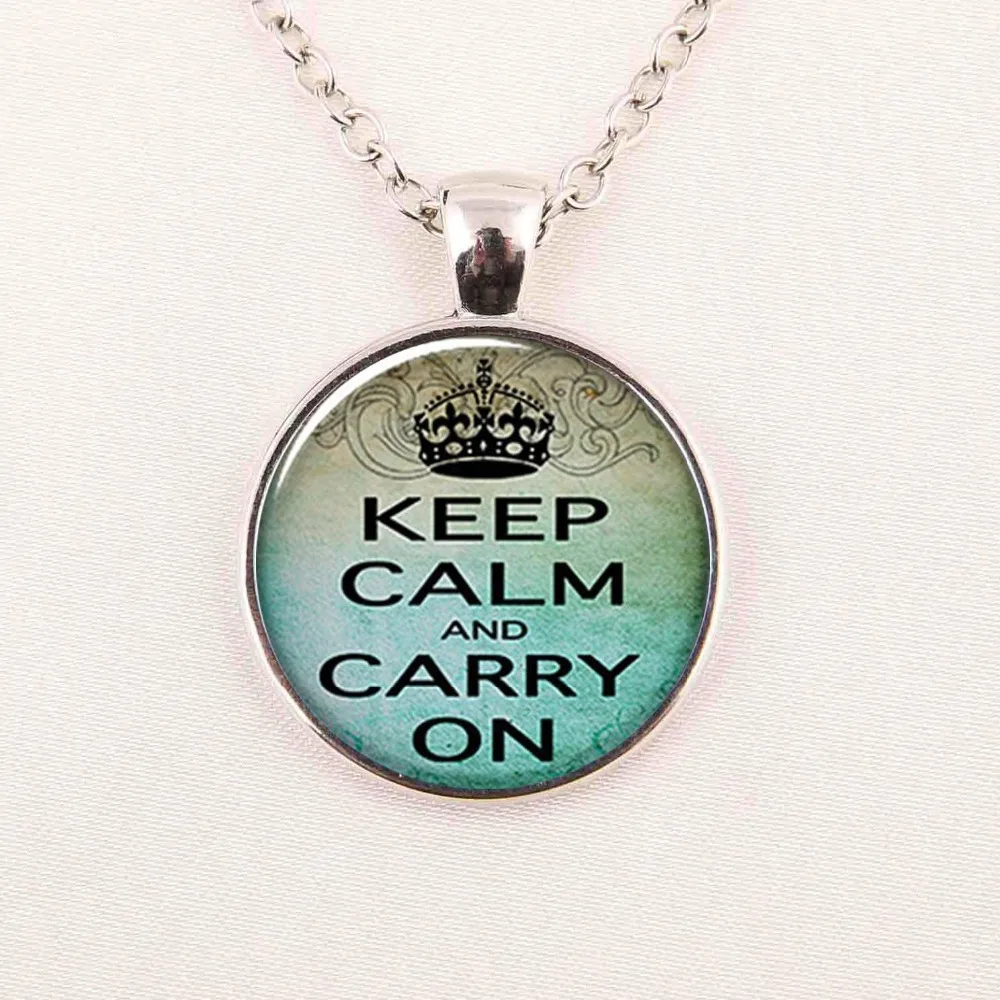 Оптовая продажа ожерелье из круглого стекла подвеска с надписью Keep Calm and Love
