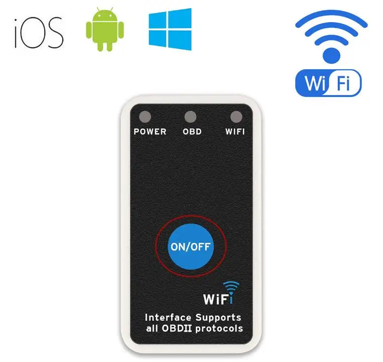 ELM327 Wi-Fi OBD2 считыватель кодов автоматический сканер диагностический инструмент работа на смартфоне Android IOS приложение автомобильный OBD компьютерный сканер - Цвет: With  Button