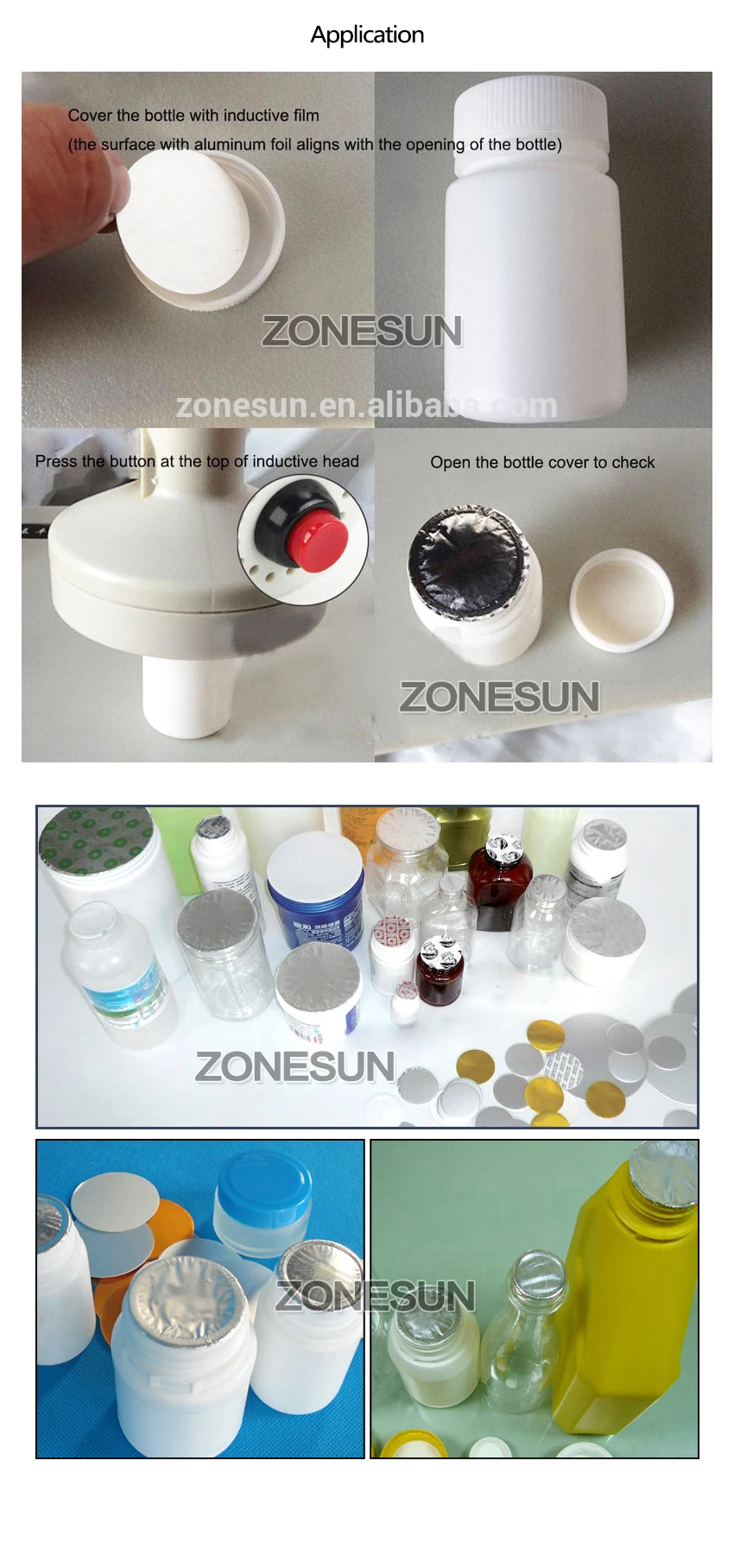 ZONESUN новая модель GLF-500 портативное и продолжительное Индукционное запаивание Горячая Ручная укупорка машина запайки Диметр 20-100 мм