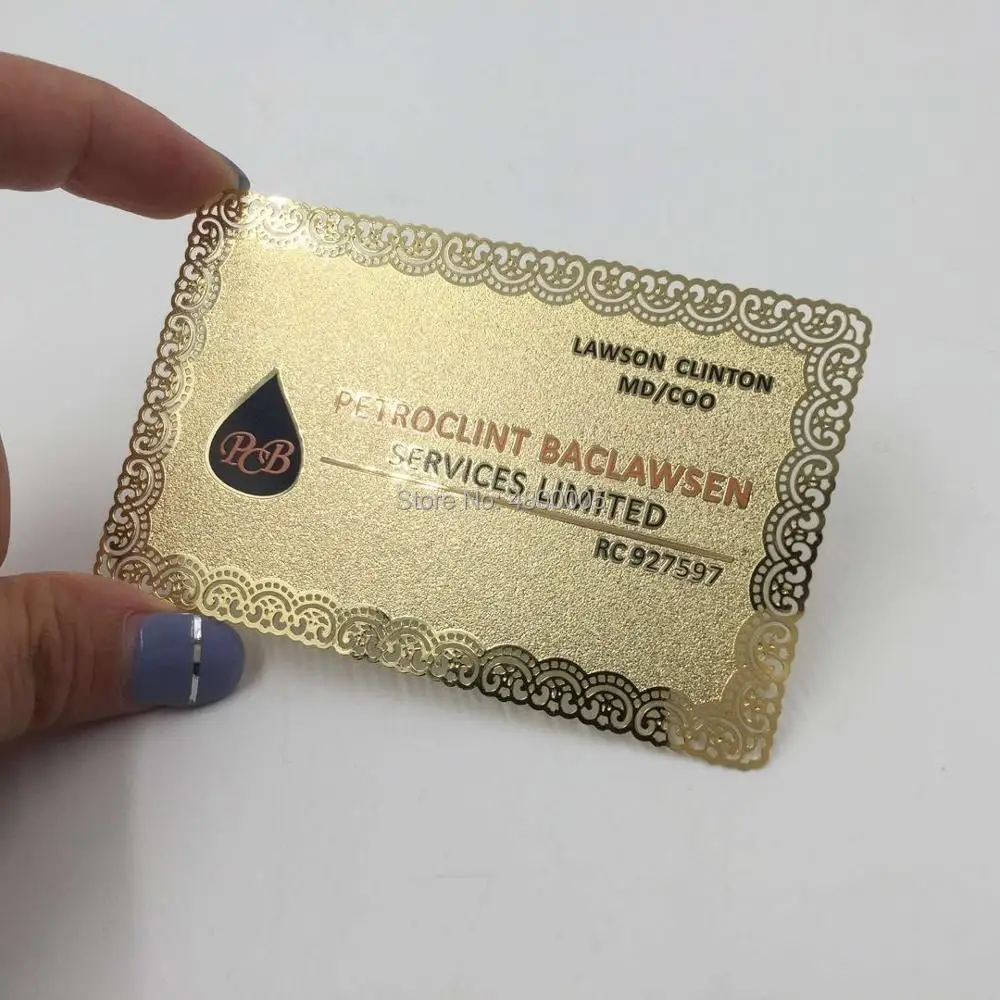 

Cheap Frosted Gold Metal Business Cards Beautiful Outline Cutting Out Sandpaper Metal Cards