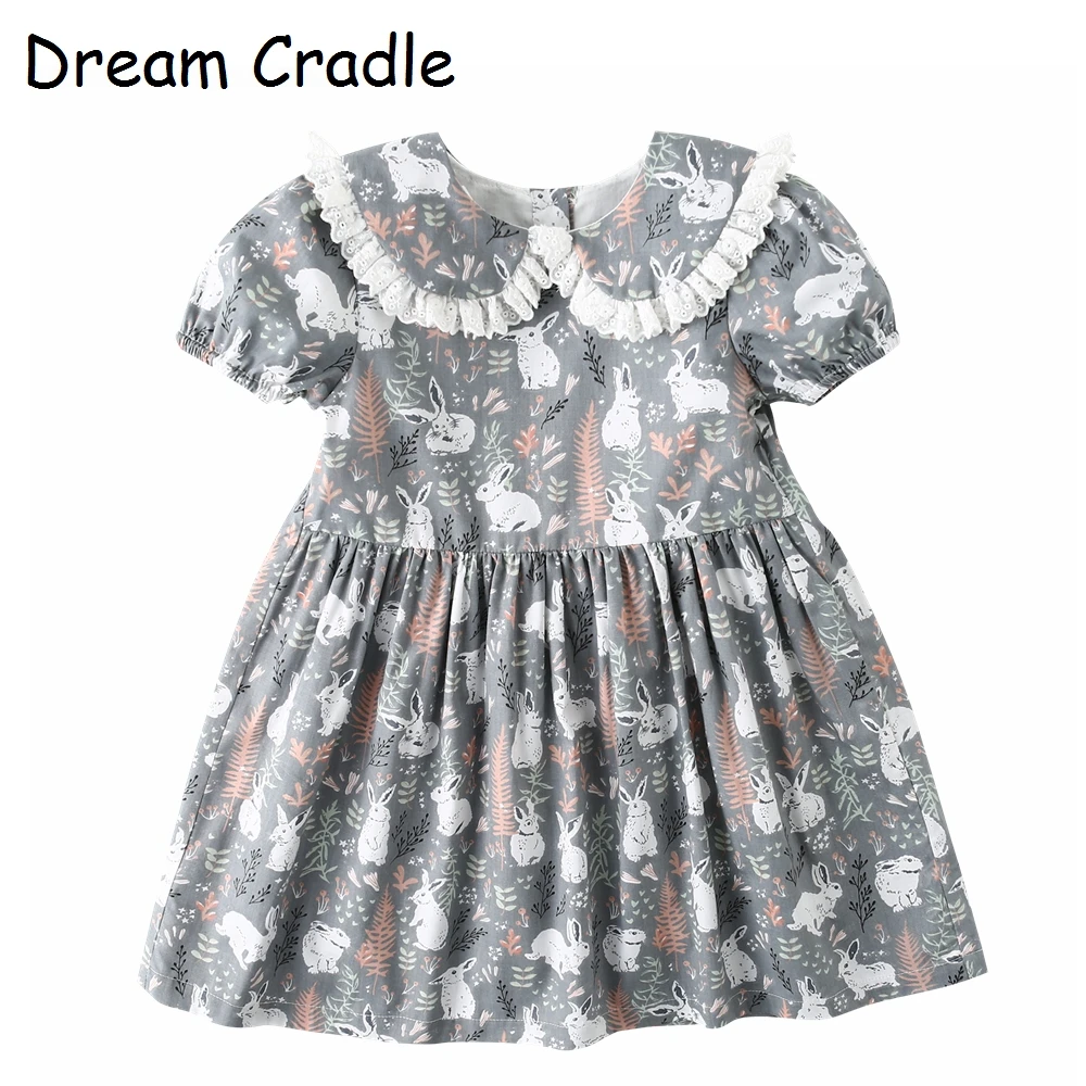 Dream Cradle/Одежда для маленьких девочек летнее платье с воротником Питер Пэн