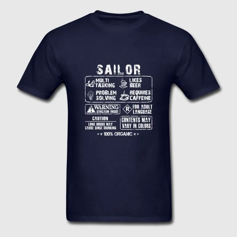 Юмор футболка для Для мужчин Homme Sailor Awesome моряка задачи футболки Сумасшедший