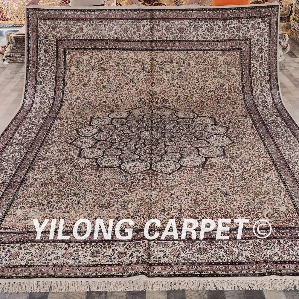 Yilong 9 'x 12' ручной работы персидский шелковый ковер ручные завязанные восточные
