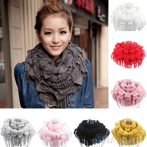 Горячие Для женщин теплые Вязание шерсть 2 Круг Кабель Вязать Клобук Средства