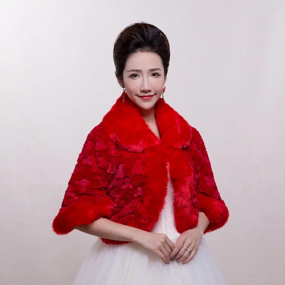 Очаровательная Красная Свадебная куртка из искусственного меха с изображением