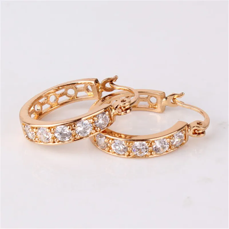 Женские серьги кольца XIAGAO элегантные золотого цвета с фианитами ААА|hoop earrings for