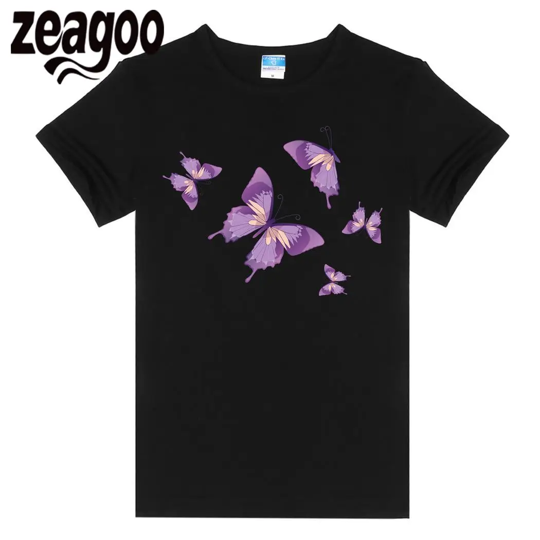 Zeagoo/Повседневная однотонная женская футболка с круглым вырезом и коротким