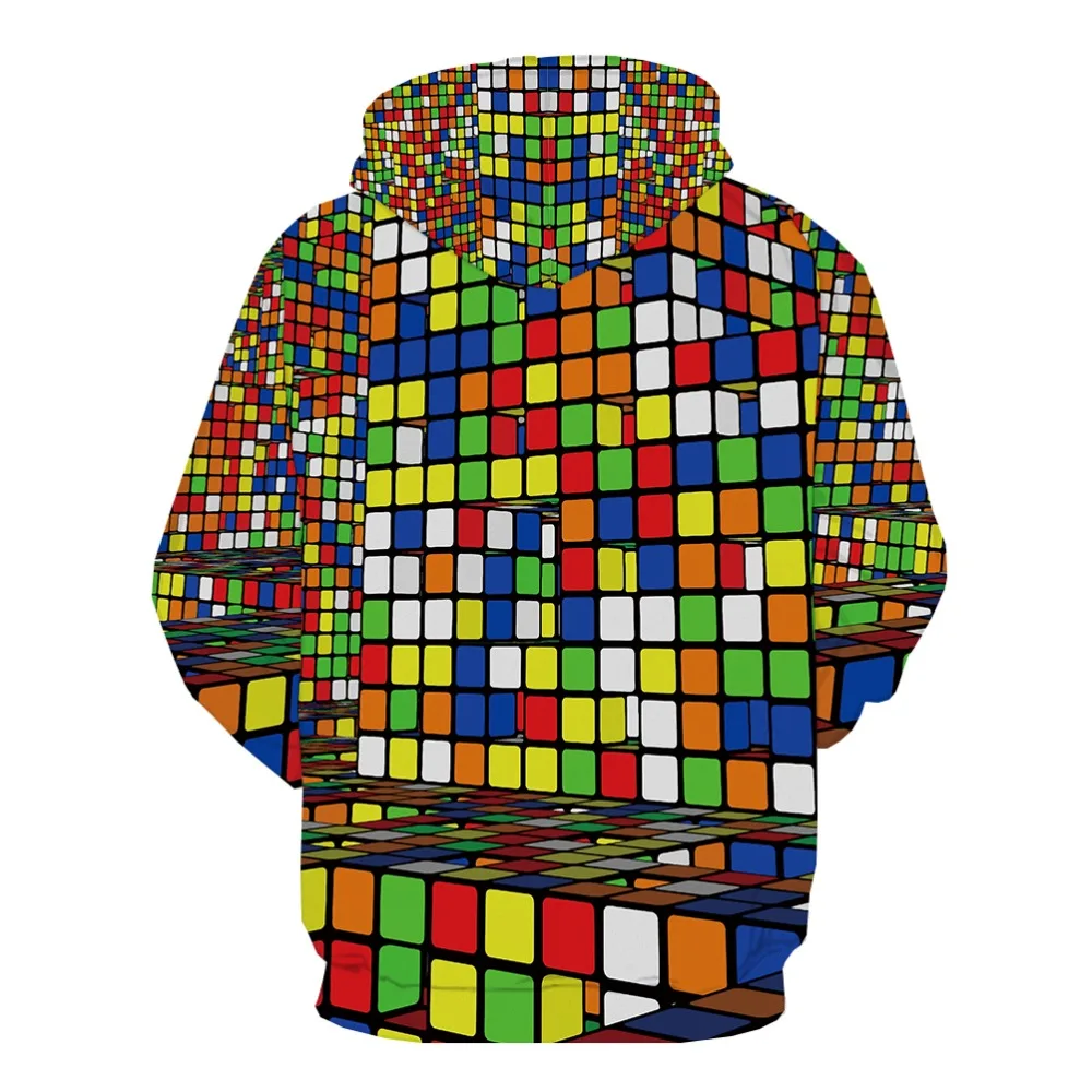 KYKU, 3d толстовки, кубические толстовки Rubiks, мужские толстовки в квадрате, 3d Геометрическая Толстовка с капюшоном, аниме, черная толстовка с принтом, Повседневная Толстовка с капюшоном