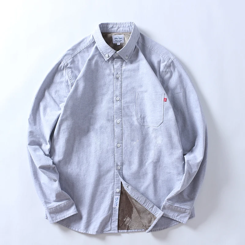 

New autumn and winter long sleeve oxford cotton warm shirts men velvet thick shirt mens casual fashion shirt male overhemd