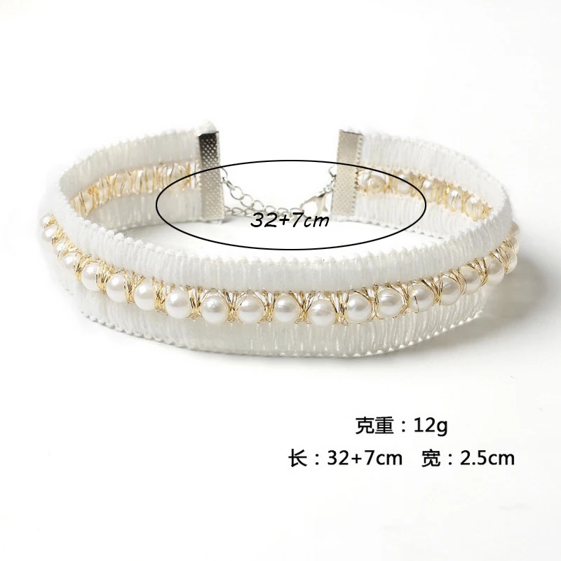 Женское бархатное ожерелье чокер с имитацией жемчуга винтажное широким