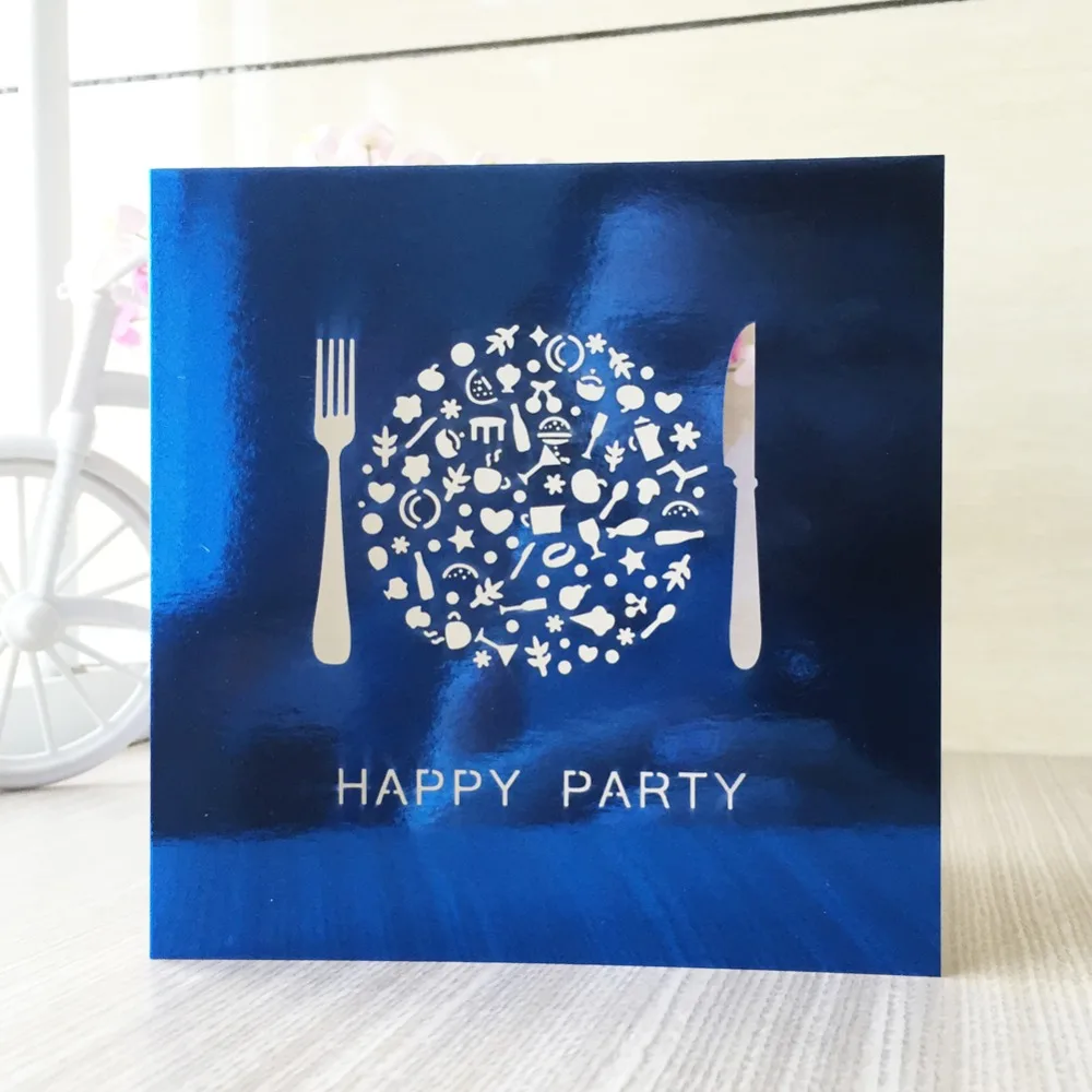 30 шт. Металлические Синие свадебные пригласительные открытки с вырезами и цветок