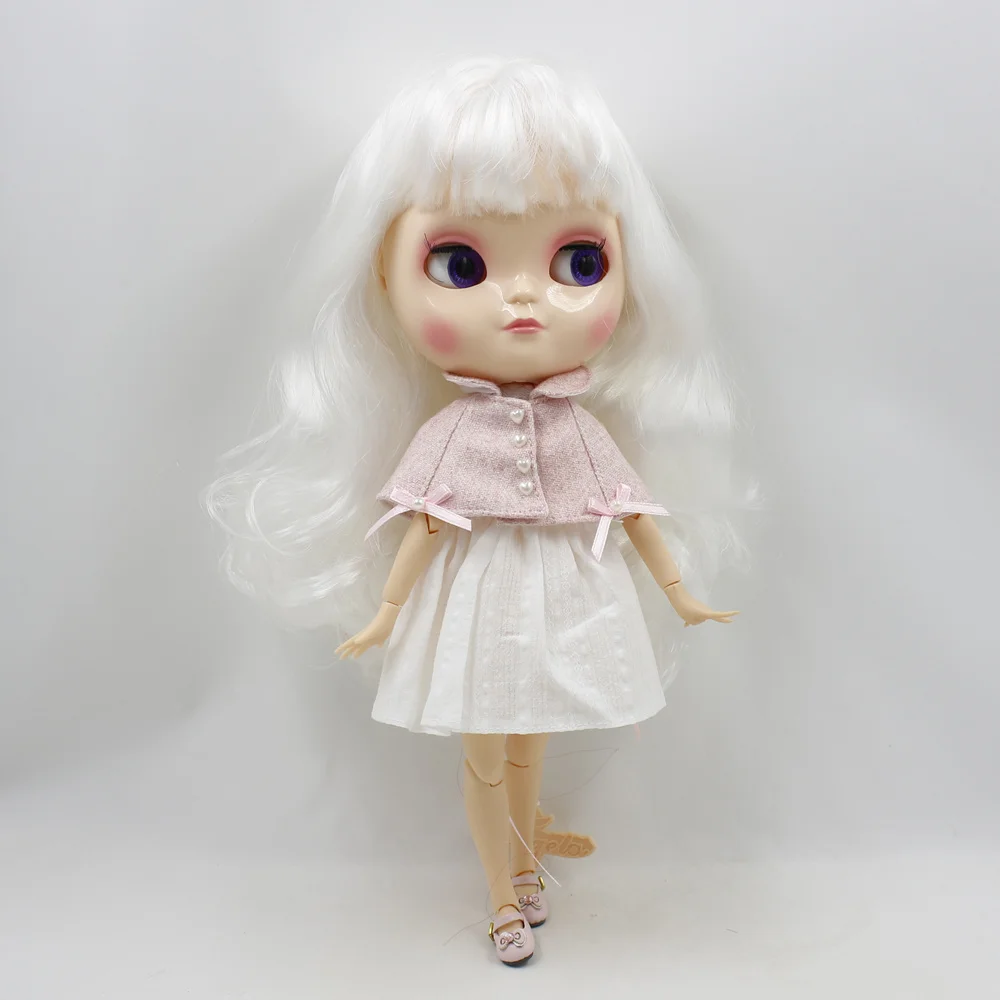 Ледяной DBS шарнирная кукла Blyth одежда белое платье розовый плащ игрушка