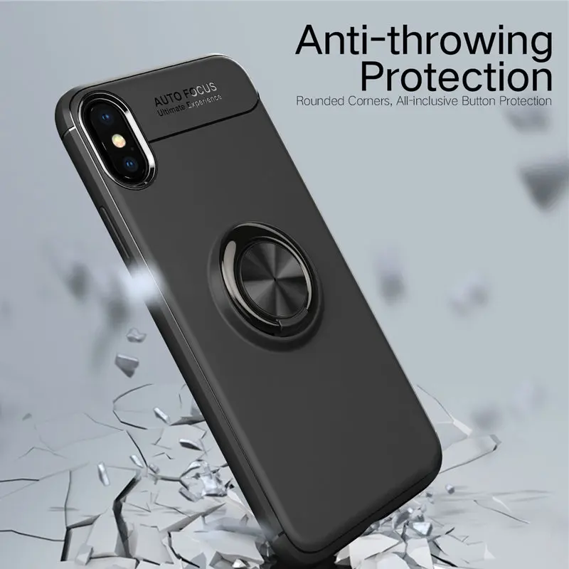 Роскошный чехол для телефона с вращающимся кольцом 360 iPhone 5 6 7 8 plus X Магнитная