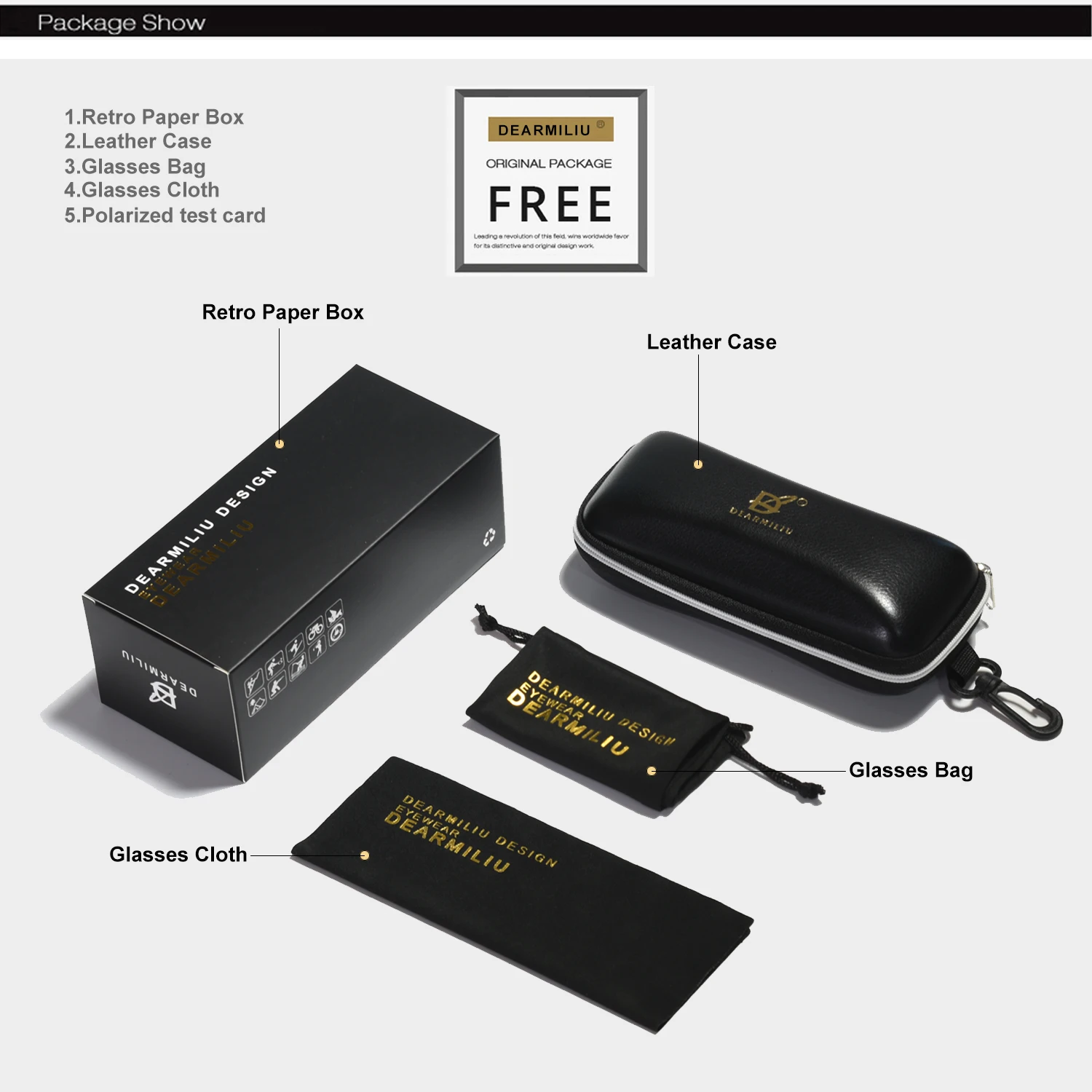 Женские поляризационные солнцезащитные очки RBEWTP большие квадратные для