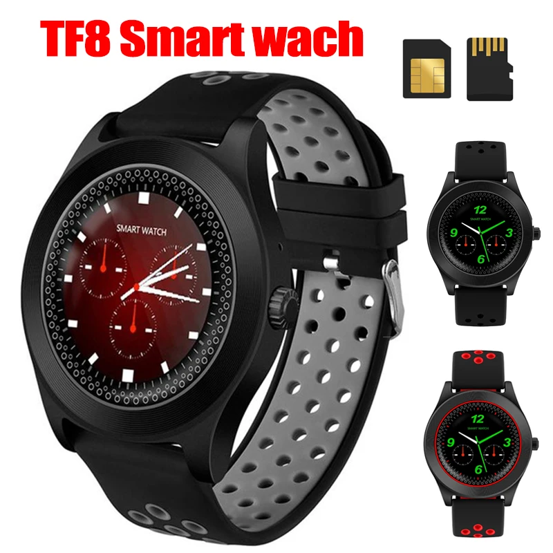 TF8 Smart Watch Fitness Tracker Bluetooth Sport Smartwatch Fashion Round Touch Screen Smartwatch Support Sim Memory Card