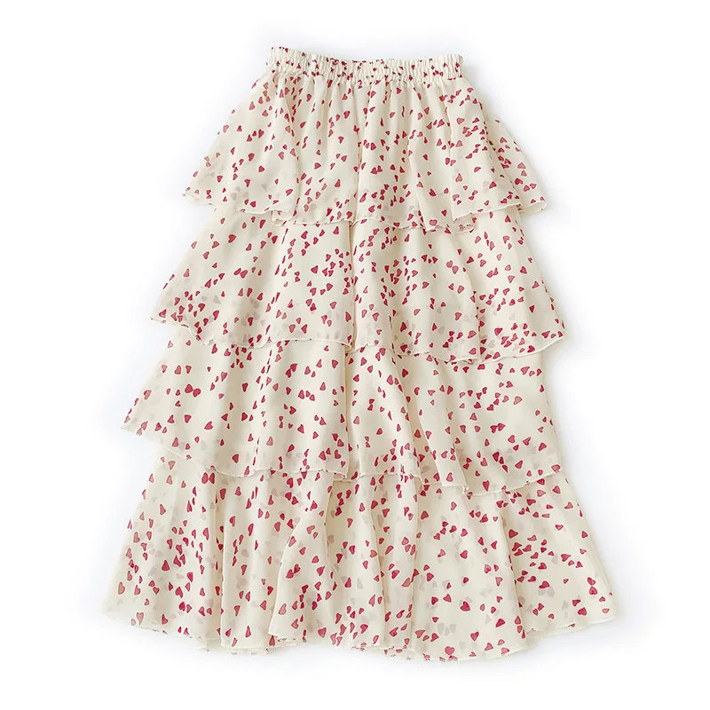 2019 летняя новая маленькая многослойная шифоновая юбка с цветочным