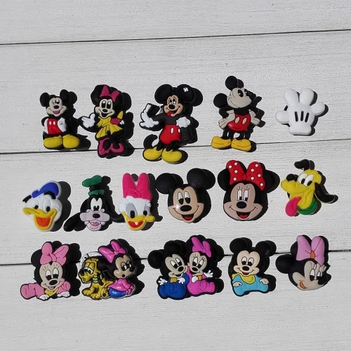 010B mix50pcs 50 шт., милые декоративные пряжки для обуви с Микки Маусом, браслеты, Croc JIBZ, Минни, кнопки для обуви, детский подарок на день рождения - Цвет: 010B mix50pcs