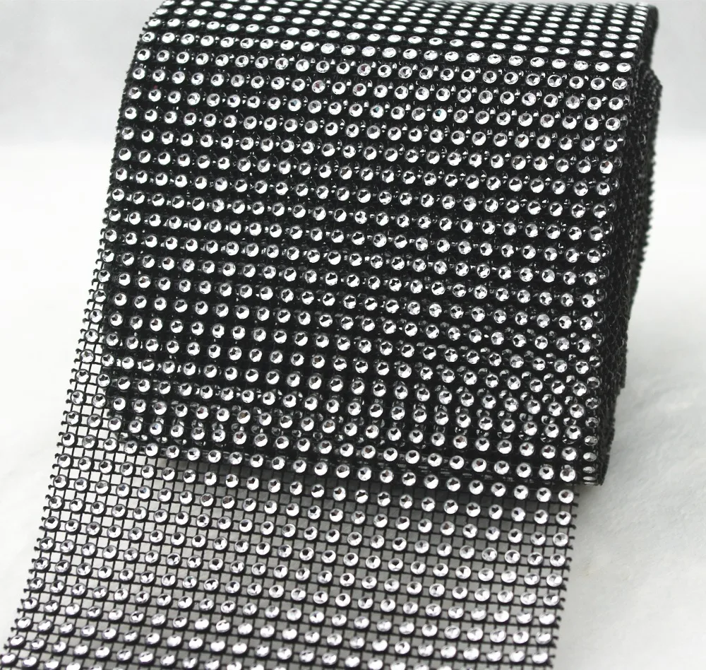 24 рядная Стразы сетчатая лента черная серебряная диамантная Свадебная