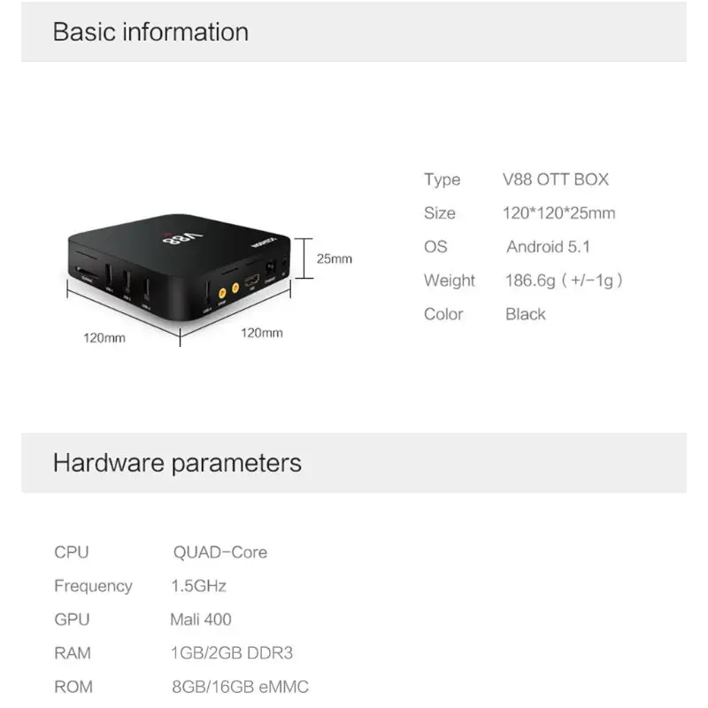 1 комплект V88 Android 7,1/8,1 RK3229 четырехъядерный Смарт ТВ приставка 1 Гб+ 8 ГБ/2 ГБ+ 16 Гб HD WIFI мультимедийный проигрыватель телеприставка