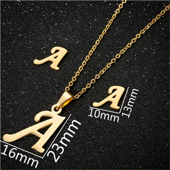 A necklace sets Yiustar модное простое алфавитное ожерелье s для женщин из нержавеющей стали ожерелье цепь A-Z ожерелье с буквенными подвесками индивидуальный подарок - Окраска металла: A necklace sets