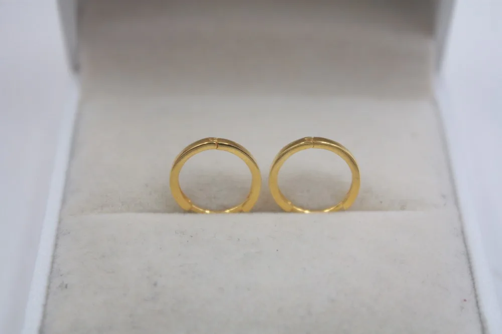 Настоящие серьги из желтого золота 18 K, идеальные гладкие простые женские серьги-кольца 12 мм, новые серьги-кольца для девушек 1,1-1,2 г