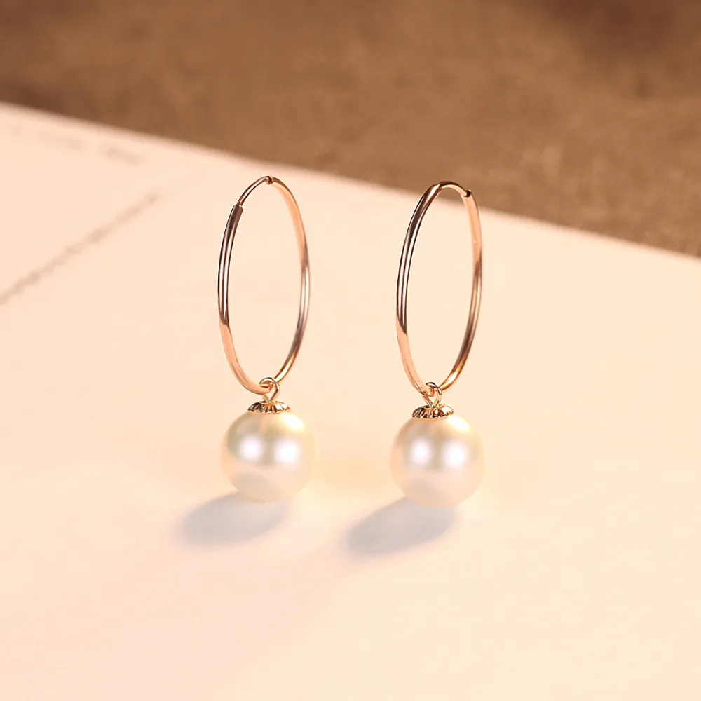 Женские серьги кольца с жемчугом DR 18 K натуральный круглый шар ювелирные