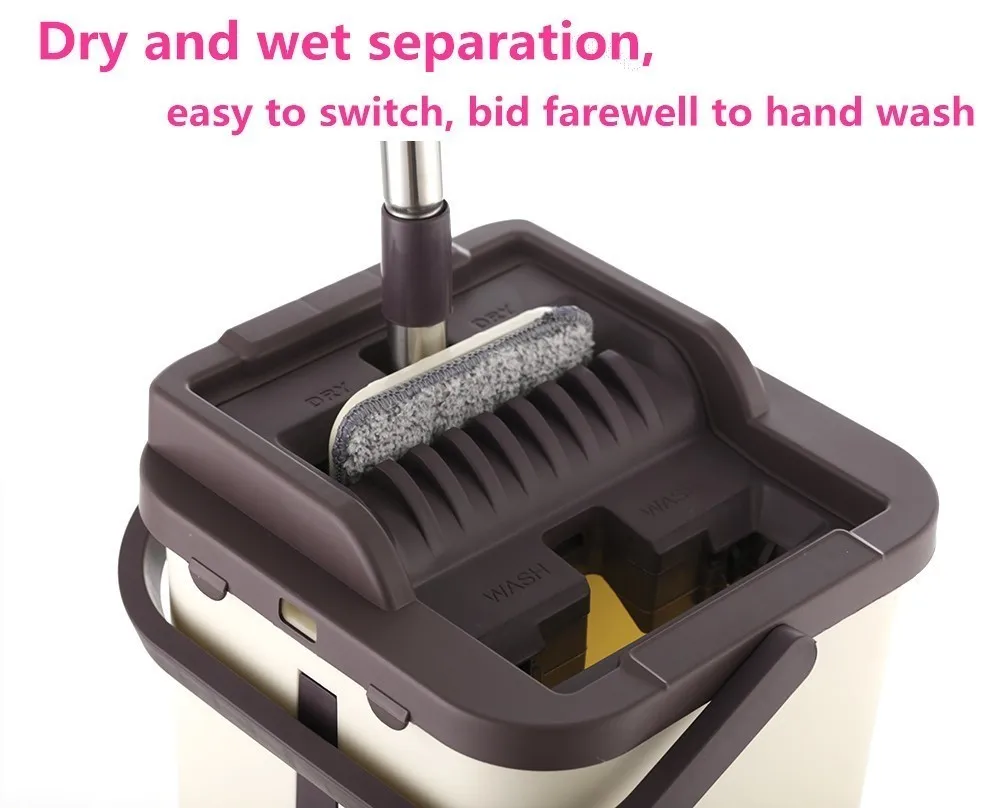 Плоская сжимающаяся половая тряпка и система ведра ручная свободная отжимание 180 спиннинговая напольная Очищающая Швабра для влажной или сухой уборки