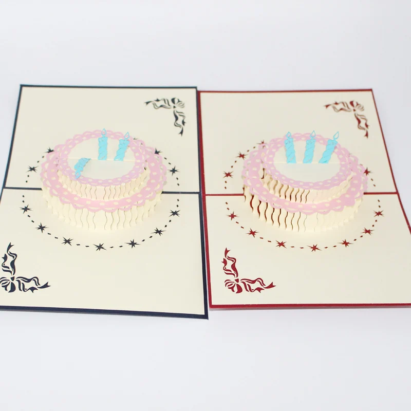 3D лазерная вырезка ручной работы резьба свеча торт на день рождения бумажные