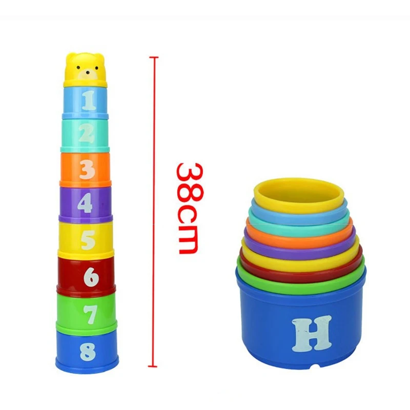 

Miniature Stacking Cup Baby Educational Cognitive Letter Stacking Toy Playing Sand Bathing Cute Bear Sensory Fun Toy Gift
