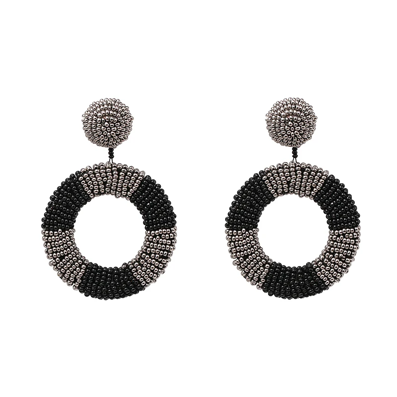 Женские серьги-подвески с бусинами разноцветные из смолы в стиле бохо 2019 |