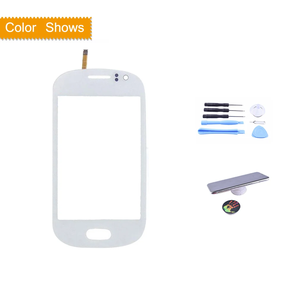 white with gift S6810 сенсорный экран для samsung Galaxy Fame DUOS S6810 GT-S6810 сенсорный экран дигитайзер стекло Передняя панель синий белый - Цвет: white with gift