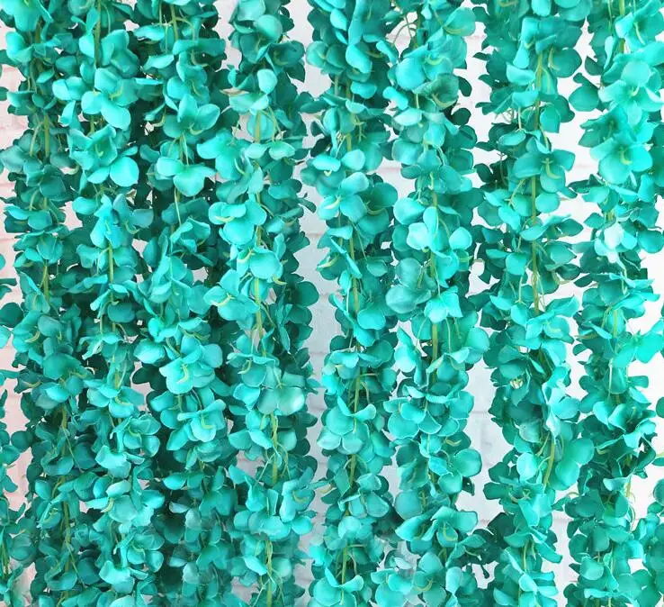 Tiffany Blue 200 см длинный искусственный цветок глицинии лоза шелковая Гортензия ротанг DIY Свадьба День Рождения Вечеринка украшения стены фон цветы - Цвет: Tiffany Blue