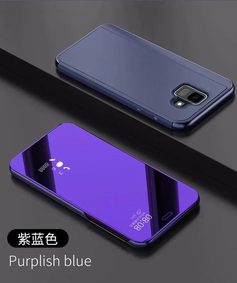 Зеркало заднего вида Смарт флип чехол для samsung Galaxy A6 A7 A8 A9 J4 J6 S8 S9 плюс J8 A600 J2 Core A5 J3 J5 J7 Neo S7 край