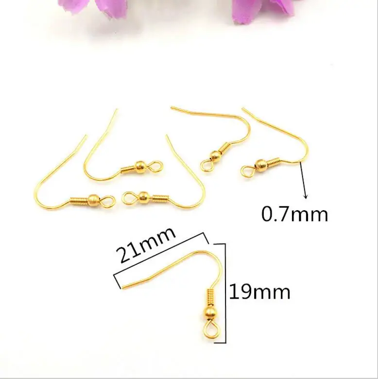 gold 50pcs Stainless Steel Silver Tone Earrings Hooks Hypo-Allergenic Women's Earring Components DIY Jewelry Findings Fine Jewelry - Цвет: gold