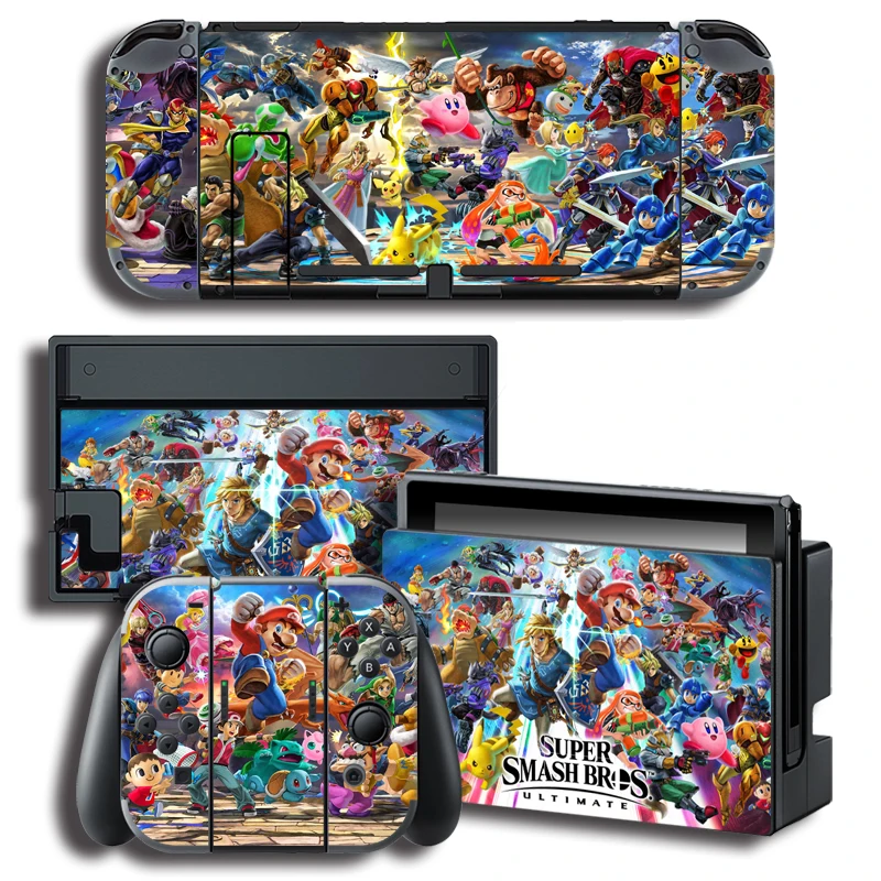 Защитная крышка наклейка виниловая кожа Наклейка для nintendo Switch NS консоль+ контроллер+ подставка держатель Smash Brothers наклейка