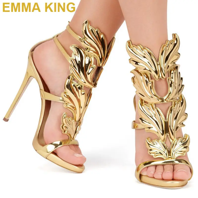 

Fashion Angle Wings Women Shoes High Heels Sexy Pumps Thin Heels Summer Sandals Wedding Party Shoes Plus Size 35-43 Drop Ship