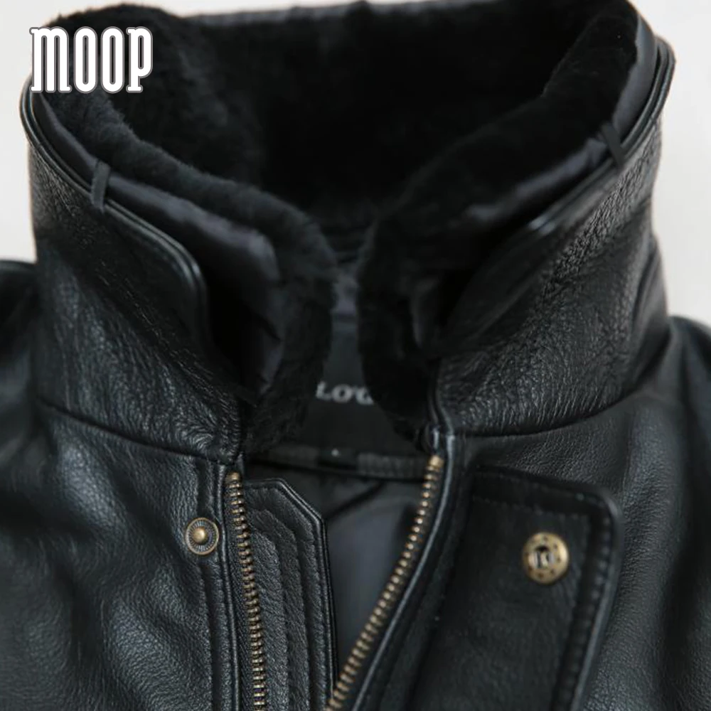 Зимние Черные натуральная кожа куртка мужская из коровьей кожи мотоциклетные