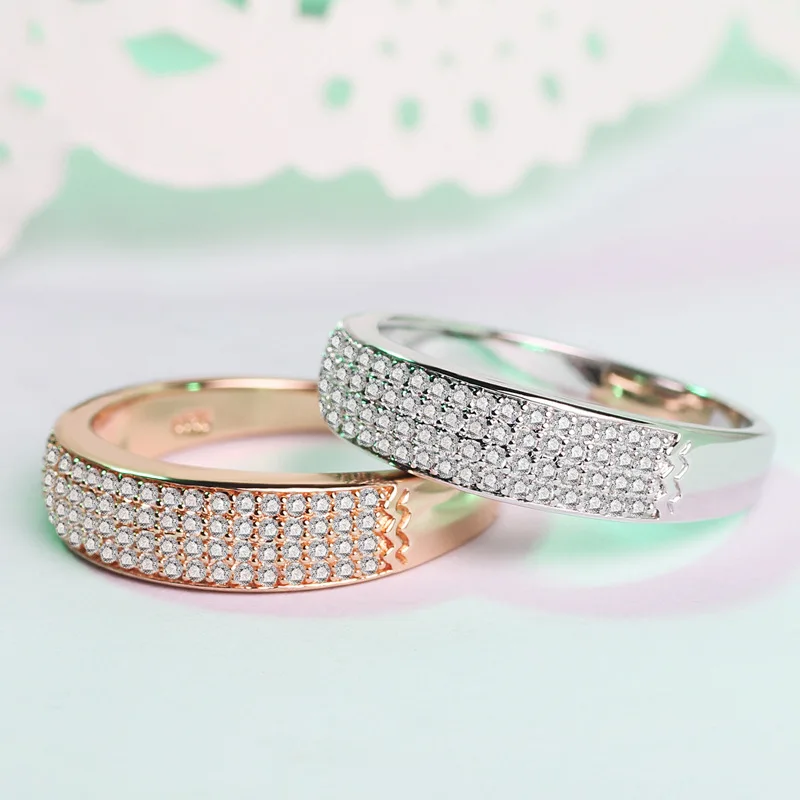 Роскошное обручальное кольцо с австрийским кристаллом 2 цвета|925 sterling silver jewelry|silver