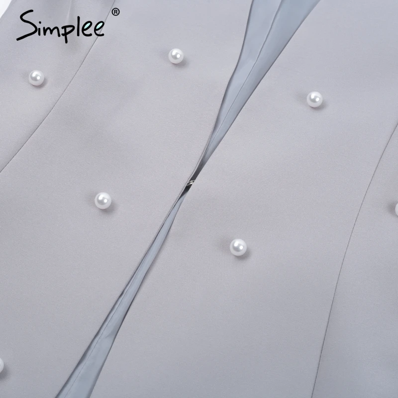 Женский блейзер для офиса Simplee синий винтажный комбинезон с жемчугом роскошный