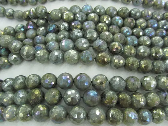 

2strands 8 10 12mm Natural Labradorite DIY beads AB Mystic round ball faceted Blue Flashy Loose Bead