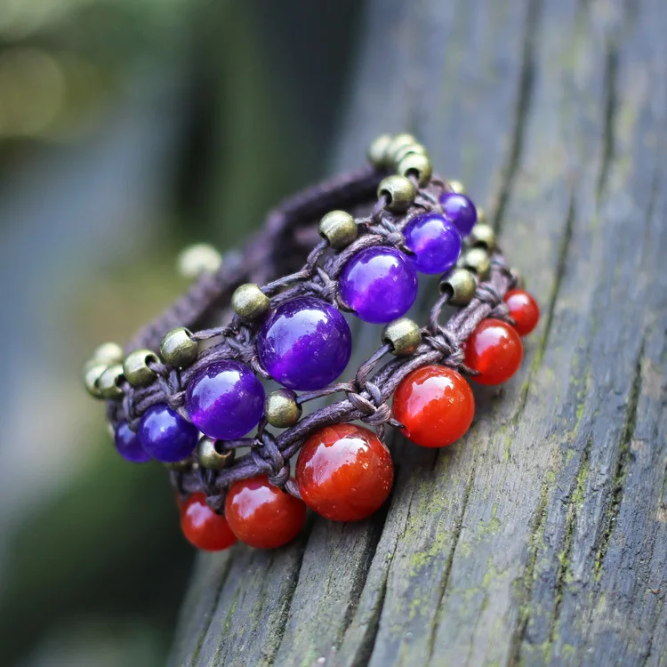 4 вида цветов оригинальный дизайн Халцедон Браслет Женский этнический браслет