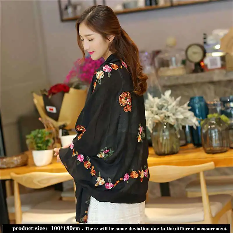 C Этническая Стиль Очаровательная шарфы с вышивкой в традиционном китайском