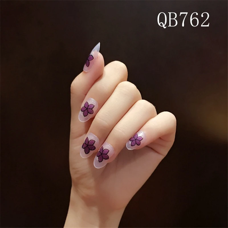 Новые модные блестящие фиолетовый цветок Стикеры Наклейка Вода перевода Дизайн