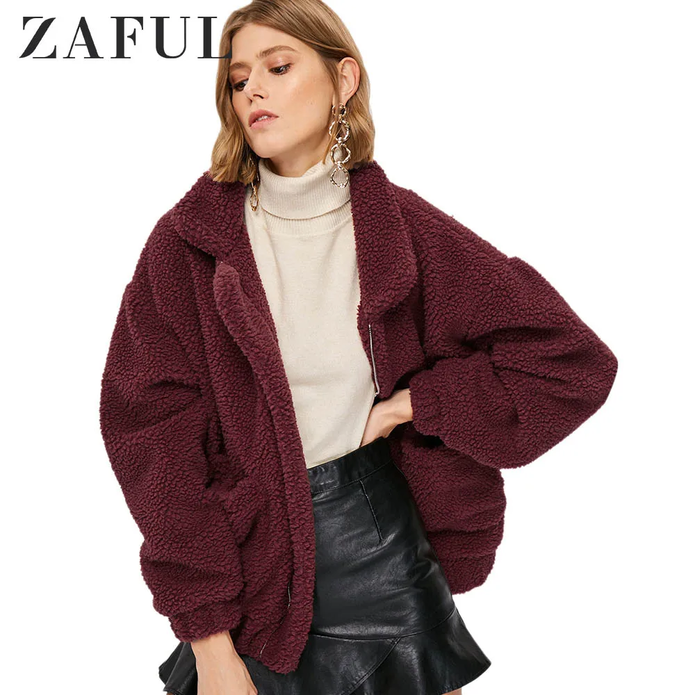 Женская куртка ZAFUL на молнии с мехом однотонная куртка-бомбер | одежда