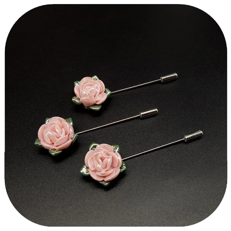 Ручная работа керамические розы отворот булавки для леди пальто и шляпа |