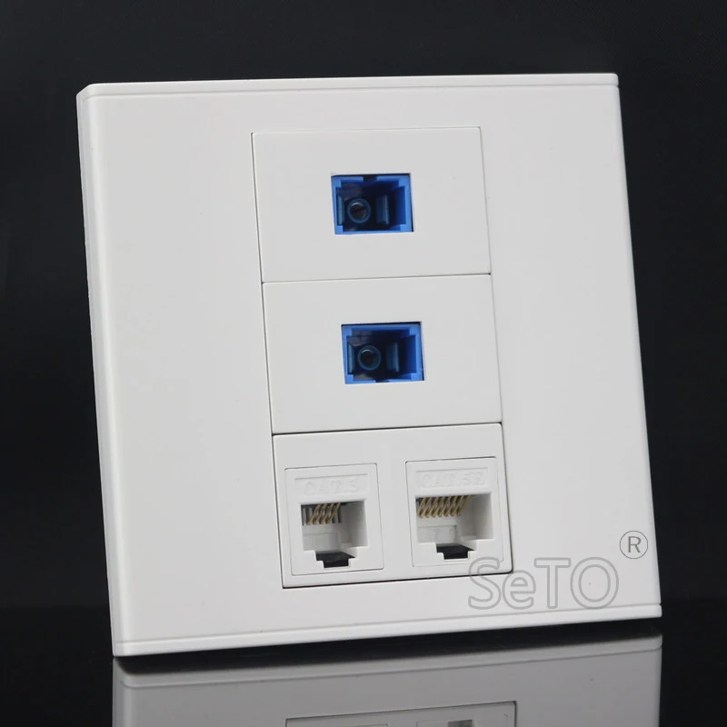 SeTo 86 Тип двойной оптический SC + RJ45 Cat5e сеть Lan RJ11 Cat3 Телефонная настенная пластина