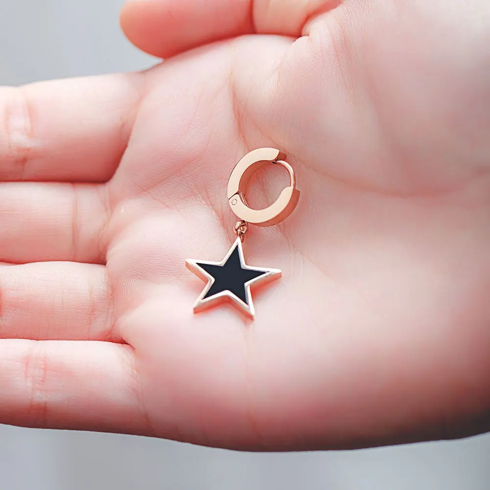 ZooMango букле D'oreille Femme черные серьги пентаграмма для женщин Титановая Сталь Розовый Золотой Обруч Серьги Pendientes ZE17080